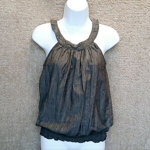 Paper Tee Stretch Sleeveless Halter Top Elastic Waistband Summer Blouse Small
